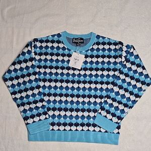 877 NWT Lesley Evers Sylvie Blue Heart Sweater Size XS / S